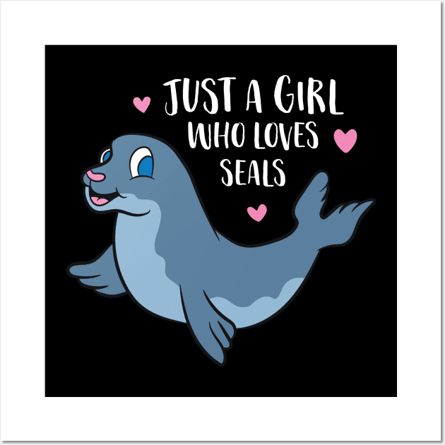 Just a Girl Who Loves Seals Cute Seal Girl Wall Art by EQDesigns